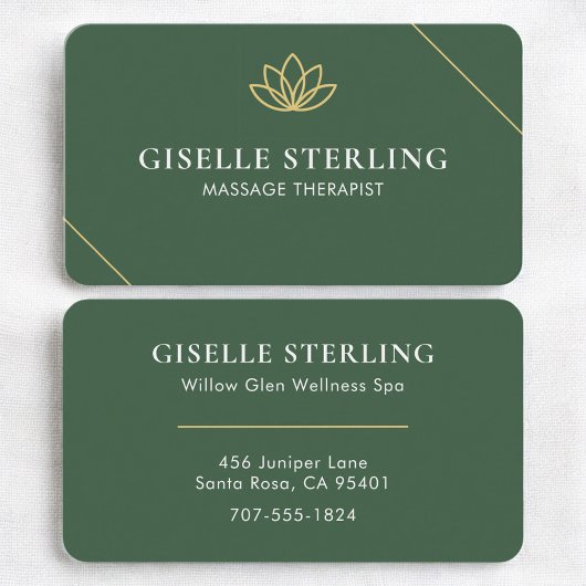 Massagetherapeut Groen Lotus Professioneel Visitekaartje