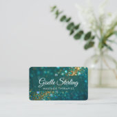 Massagetherapeut Groene Gouden QR-code Professione Visitekaartje (Staand voorkant)