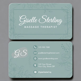 Massagetherapeut Groene Teal Bloem Visitekaartje
