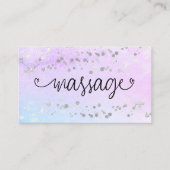 ** Massagetherapeut Harten Glitter Pastel Visitekaartje (Voorkant)