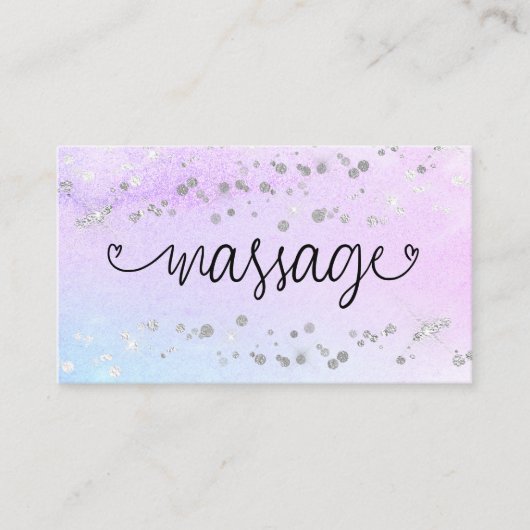 ** Massagetherapeut Harten Glitter Pastel Visitekaartje (Voorkant)