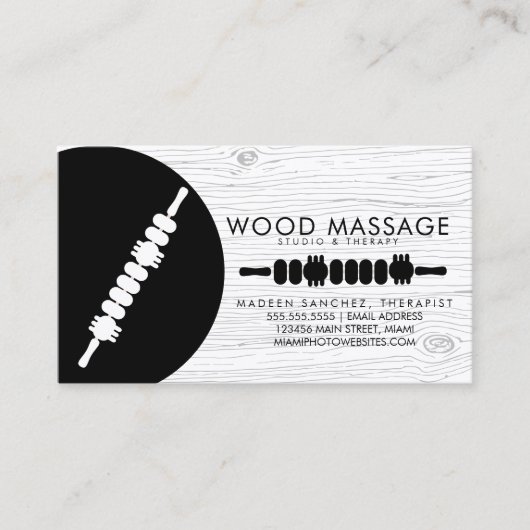 Massagetherapeut Hout Therapie Gereedschap Visitekaartje (Voorkant)