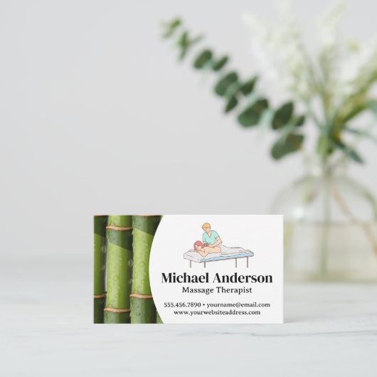Massagetherapeut in sessie visitekaartje (Staand voorkant)