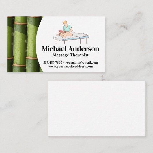 Massagetherapeut in sessie visitekaartje (Voorkant / Achterkant)