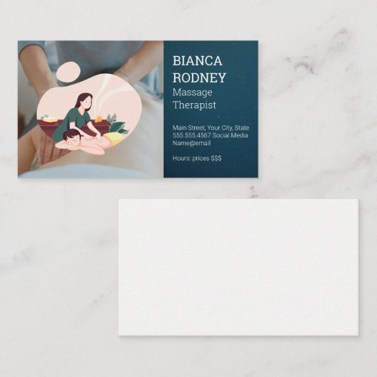 Massagetherapeut Logo | Gezondheid en welzijn Visitekaartje (Voorkant / Achterkant)