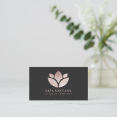 Massagetherapeut Lotus Bloem Roze Goud Glitter Visitekaartje (Staand voorkant)