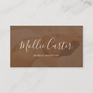 Massagetherapeut Mobiele Masseuse Rustig Bruin Visitekaartje