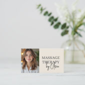 Massagetherapeut Neutraal Beige Foto QR-code Visitekaartje (Staand voorkant)