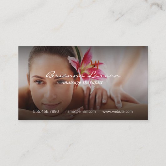 massagetherapeut | ontspannende spa visitekaartje (Voorkant)