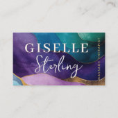 Massagetherapeut Paarse gouden moderne Waterverf Visitekaartje (Voorkant)