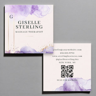 Massagetherapeut Paarse Waterverf QR-code Vierkante Visitekaartje