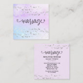 ** Massagetherapeut Pastel Rainbow Glitter Heart Vierkante Visitekaartje (Voorkant / Achterkant)