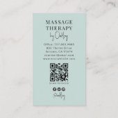 Massagetherapeut QR-code blauwgroene foto Visitekaartje (Achterkant)