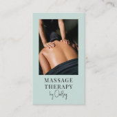 Massagetherapeut QR-code blauwgroene foto Visitekaartje (Voorkant)