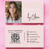 Massagetherapeut QR Code Blush Pink Foto Visitekaartje
