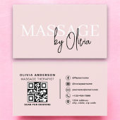 Massagetherapeut QR Code Blush Pink Visitekaartje