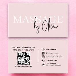 Massagetherapeut QR Code Blush Pink Visitekaartje