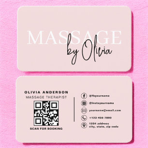 Massagetherapeut QR Code Blush Pink Visitekaartje