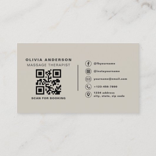 Massagetherapeut QR-code foto Visitekaartje (Achterkant)