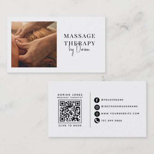 Massagetherapeut QR-code Foto Visitekaartje (Voorkant / Achterkant)