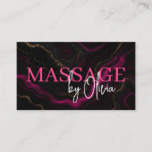 Massagetherapeut QR Code Hot Pink Agaat Marmer Visitekaartje (Voorkant)