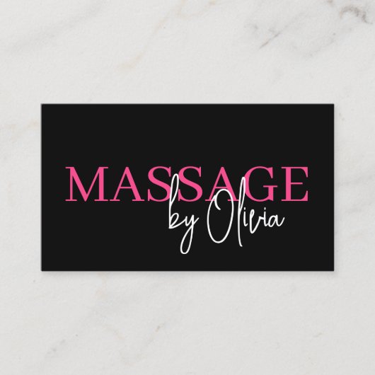 Massagetherapeut QR Code Hot Pink Visitekaartje (Voorkant)