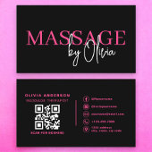 Massagetherapeut QR Code Hot Pink Visitekaartje
