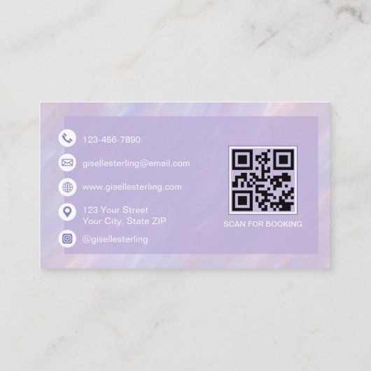 Massagetherapeut QR-code iriserend opaal Visitekaartje (Achterkant)