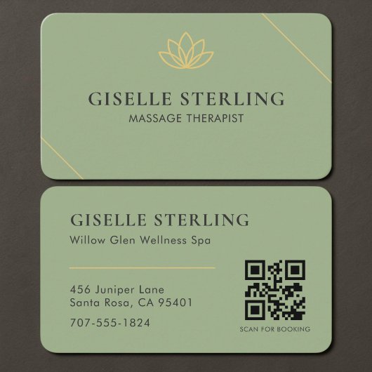 Massagetherapeut QR-code Sage Groen  Visitekaartje