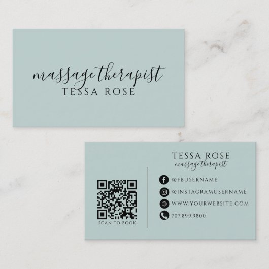 Massagetherapeut QR-code Visitekaartje (Voorkant / Achterkant)