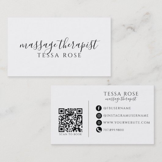 Massagetherapeut QR-code Visitekaartje (Voorkant / Achterkant)