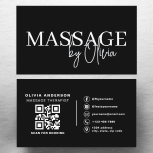 Massagetherapeut QR Code Zwart Wit Visitekaartje
