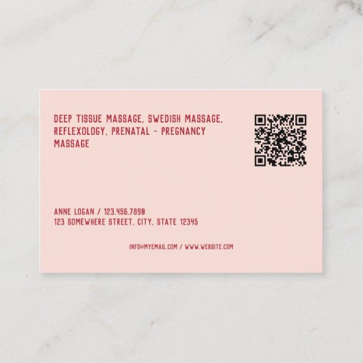 Massagetherapeut QR Visitekaartje (Achterkant)