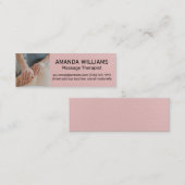 massagetherapeut | Roze lederen textuur Mini Visitekaartje (Voorkant / Achterkant)