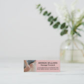 massagetherapeut | Roze lederen textuur Mini Visitekaartje (Staand voorkant)