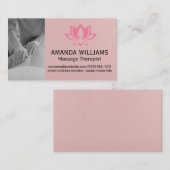massagetherapeut | Roze lotusbloem Visitekaartje (Voorkant / Achterkant)