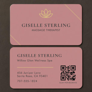 Massagetherapeut Roze QR-code Visitekaartje