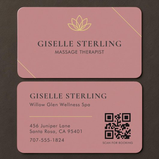 Massagetherapeut Roze QR-code  Visitekaartje