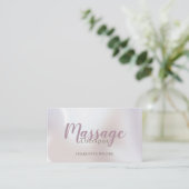 Massagetherapeut Roze Schrift Iridescent Visitekaartje (Staand voorkant)
