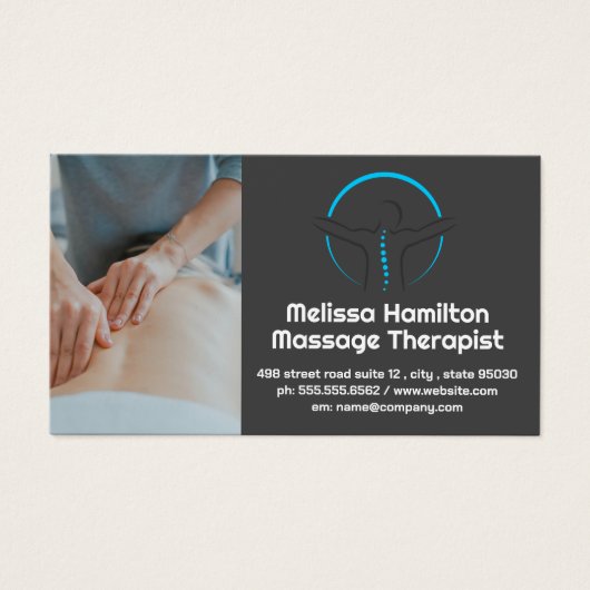 Massagetherapeut Rugwervelkolom Logo Visitekaartje (Voorkant)