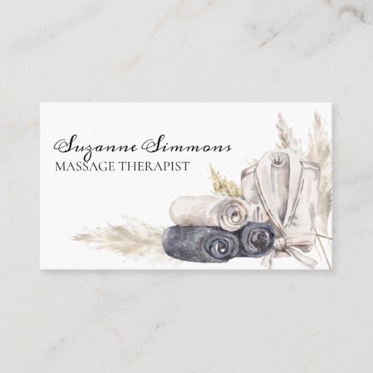 Massagetherapeut Salon Boho Waterverf Visitekaartje (Voorkant)
