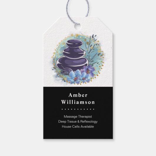 Massagetherapeut Salon Spa Stylist Zen Steen Hang Cadeaulabel (Voorkant)