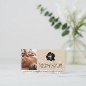 Massagetherapeut sessie | leer | Bloemenpictogram Visitekaartje (Staand voorkant)