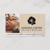 Massagetherapeut sessie | leer | Bloemenpictogram Visitekaartje (Voorkant)