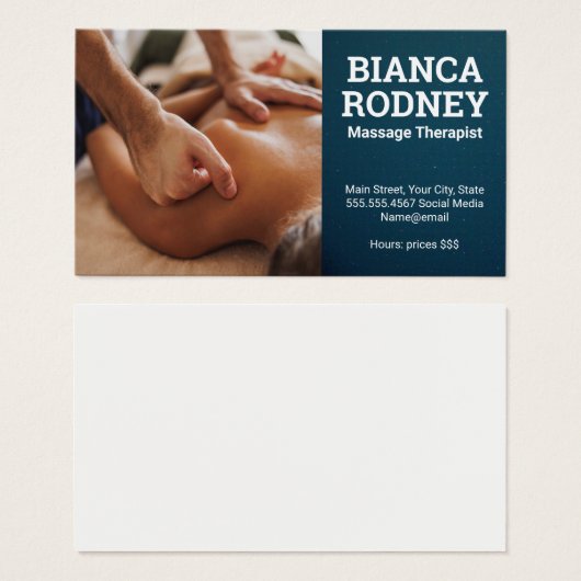 Massagetherapeut sessie | Rugmassage Visitekaartje (Voorkant /achterkant)