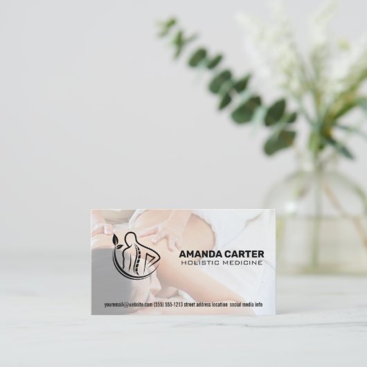 Massagetherapeut sessie | Rugwervelkolom Logo Visitekaartje (Staand voorkant)