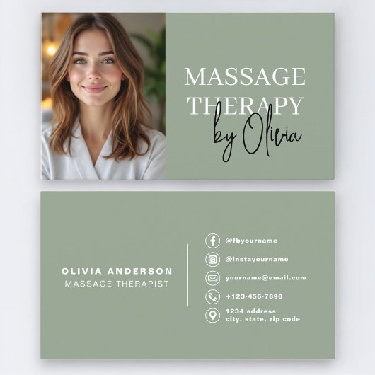 Massagetherapeut Ssalie Groene Foto Visitekaartje