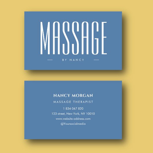 Massagetherapeut Stofblauw Visitekaartje