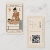 Massagetherapeut Tarot Social Media QR Visitekaartje (Voorkant / Achterkant)