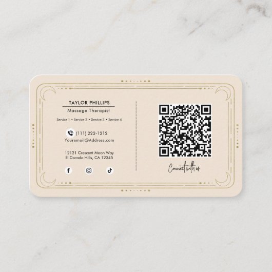 Massagetherapeut Tarot Social Media QR Visitekaartje (Achterkant)